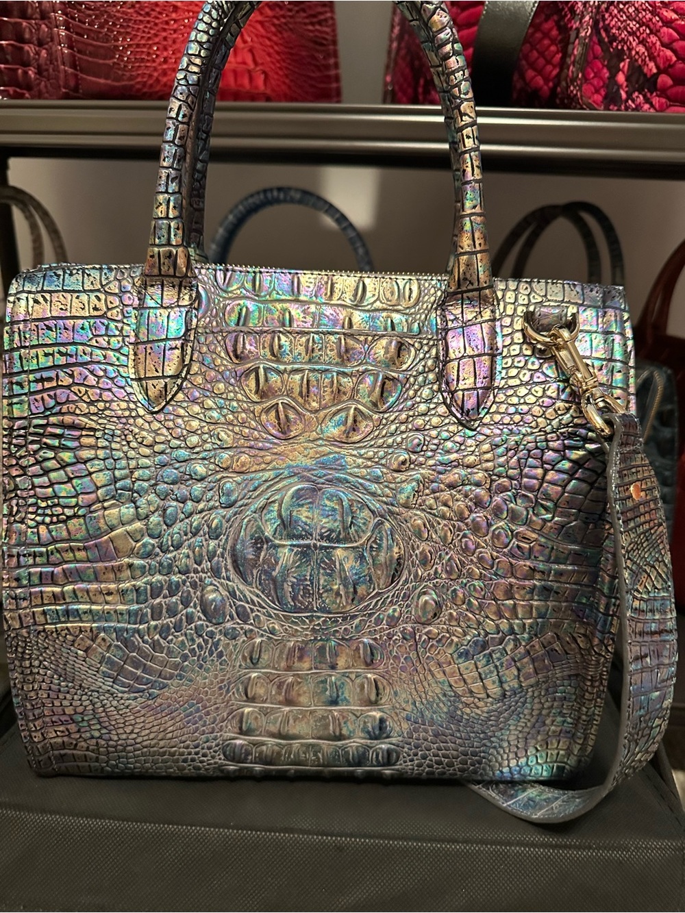 RARE Brahmin Mother of Pearl Holographic, Iridescent Large Caroline - Picture 13 of 16